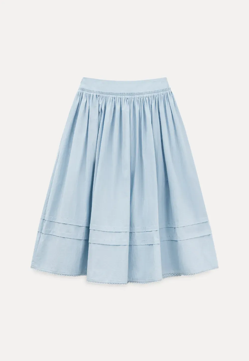 Lightweight pleated midi skirt with elastic waist