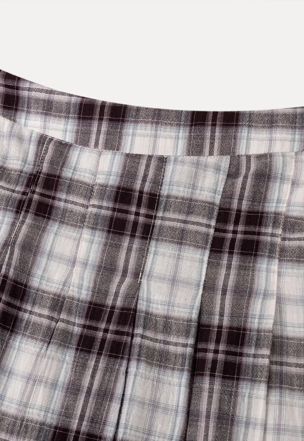 Plaid Pleated Midi Skirt