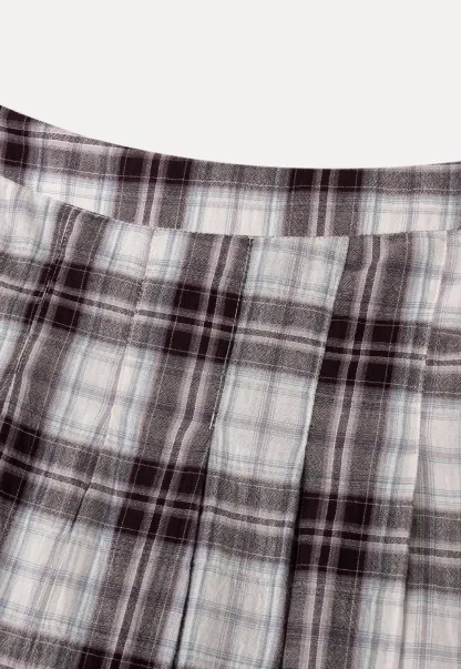 Plaid Pleated Midi Skirt