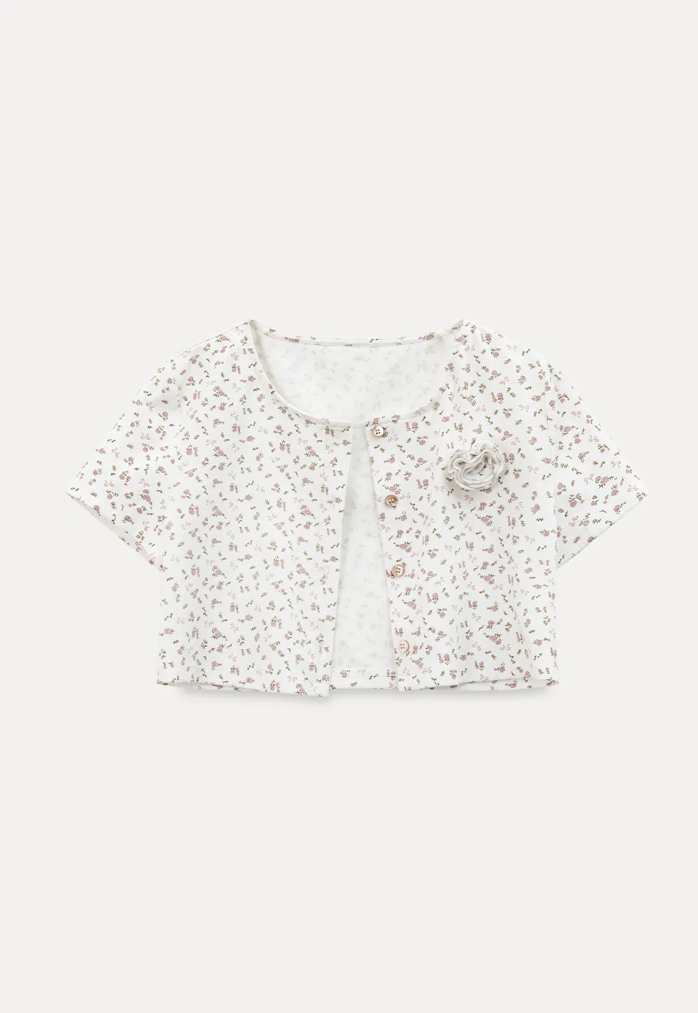 Short sleeve floral print top and tank top set