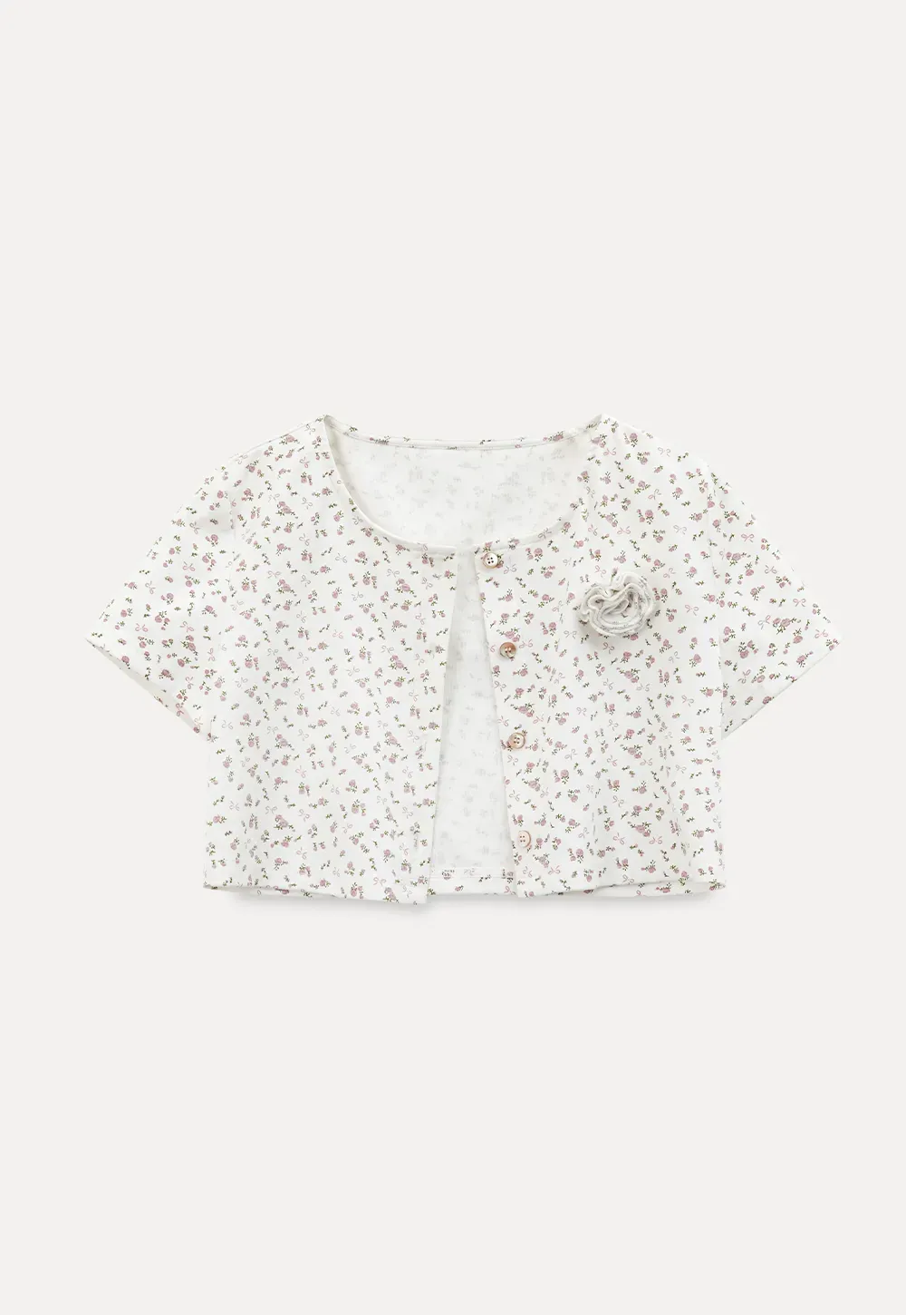 Short sleeve floral print top and tank top set