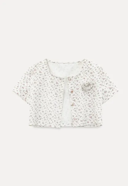 Short sleeve floral print top and tank top set