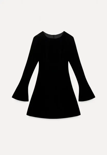Elegant Velvet Mini Dress with Flared Sleeves