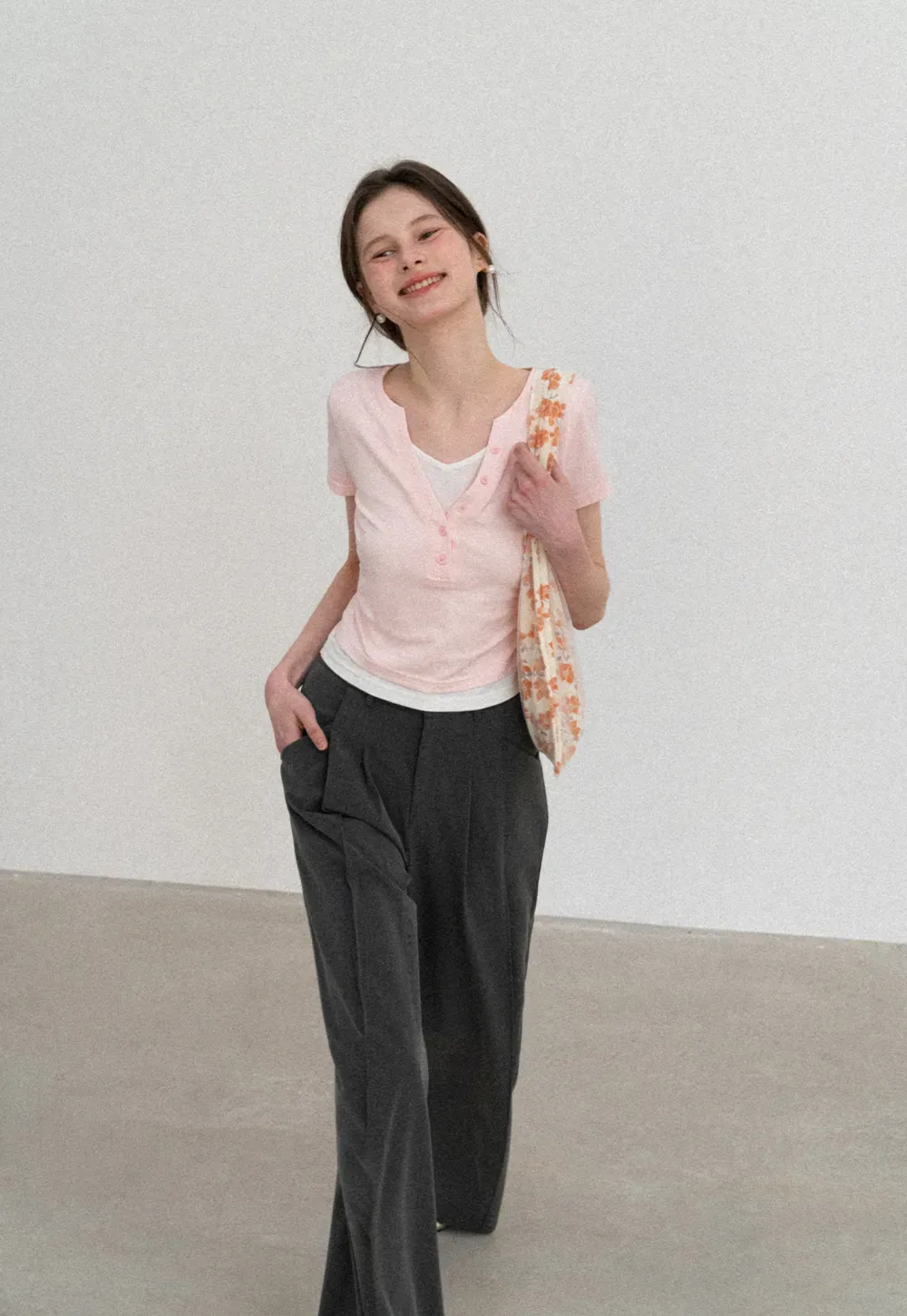 Wide Leg Casual Pants with Front Pleats