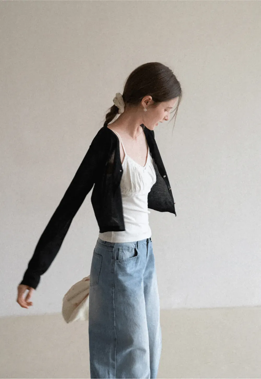 Wide leg high waist denim jeans with belt