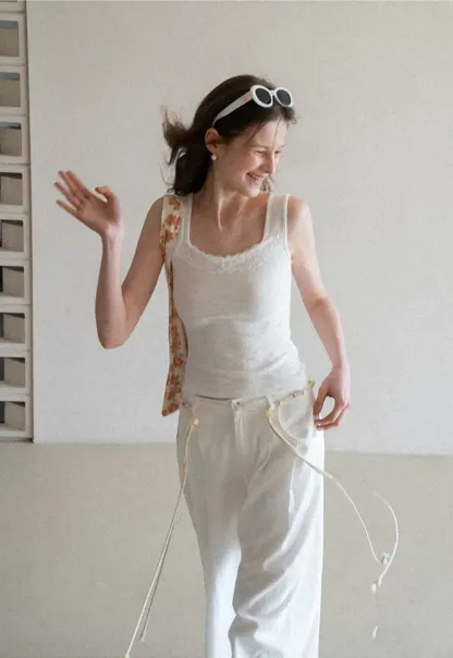 Casual Pants with Wide Legs and Pleats