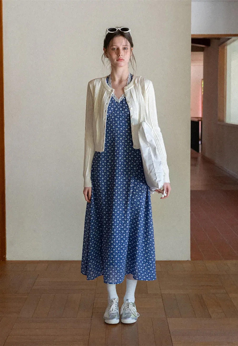 Ribbed Knit Cardigan with Button Closure