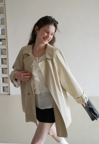 Elegant Double Breasted Short Jacket