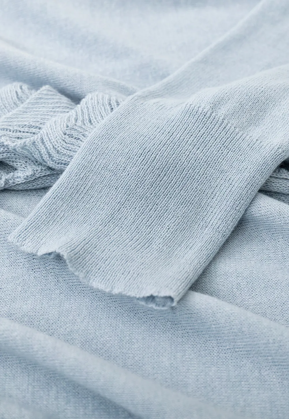 Lightweight Long Sleeve Knit Sweater with Ruffled Trim