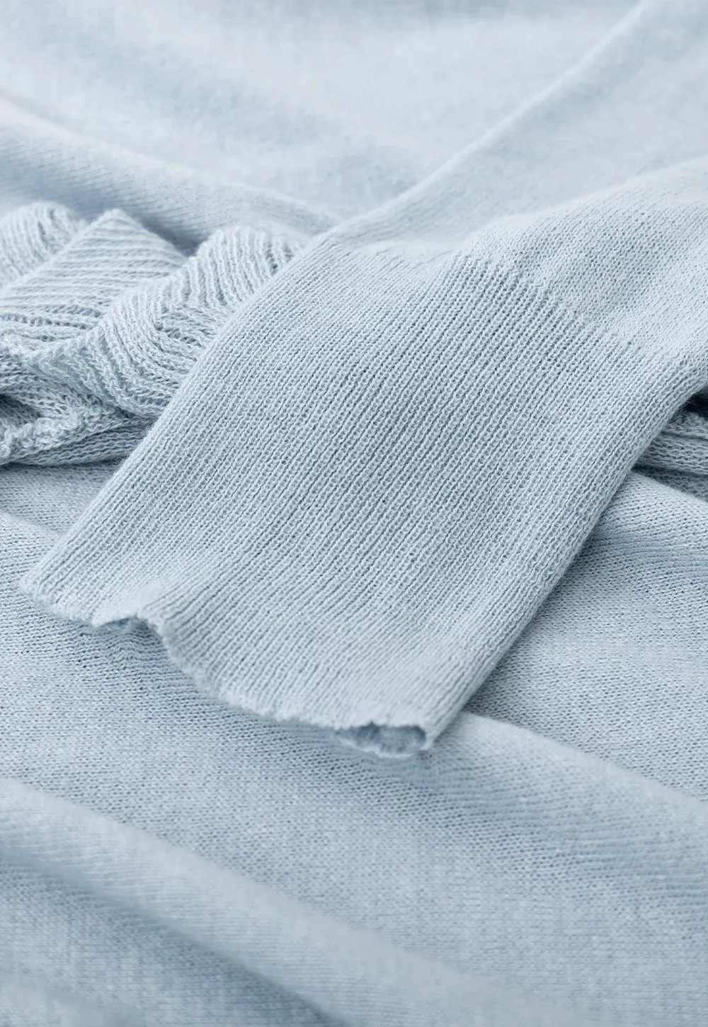 Lightweight Long Sleeve Knit Sweater with Ruffled Trim