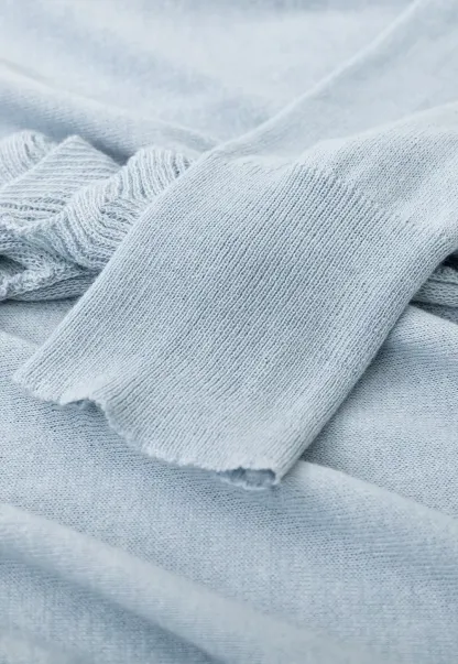 Lightweight Long Sleeve Knit Sweater with Ruffled Trim