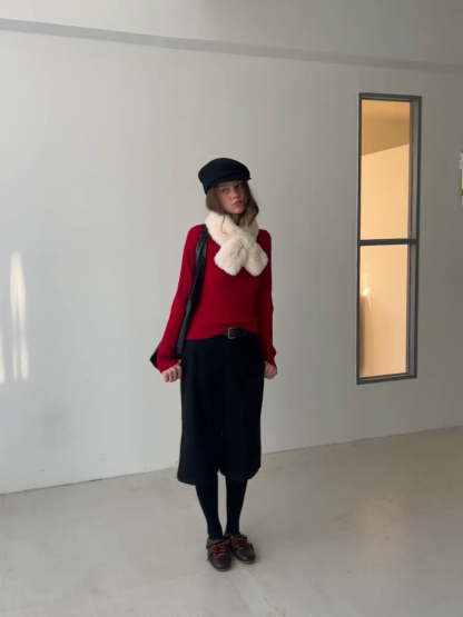 Soft Ribbed Knit Sweater with Cropped Fit