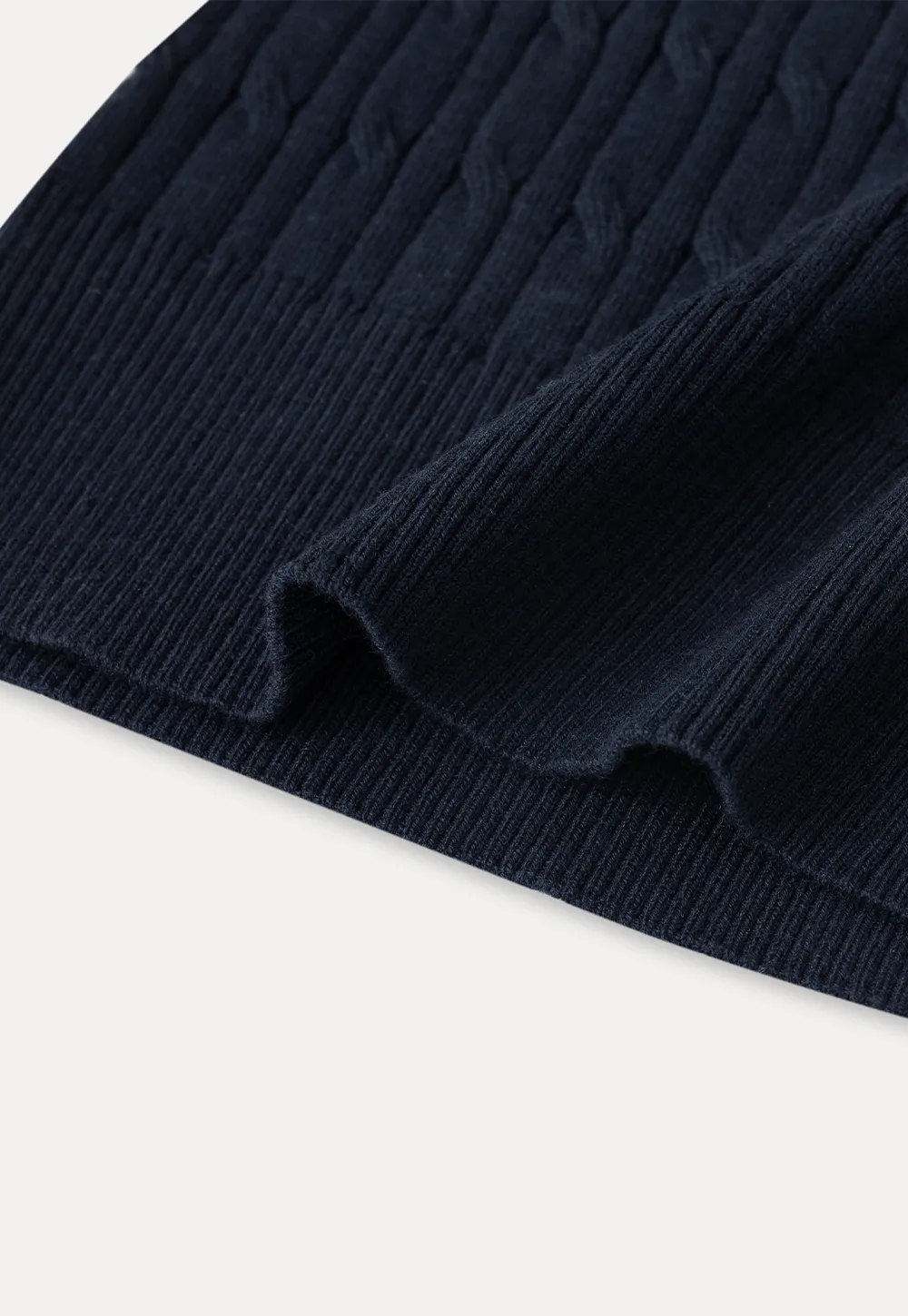 Cable Knit Short Sleeve Sweater with Collar