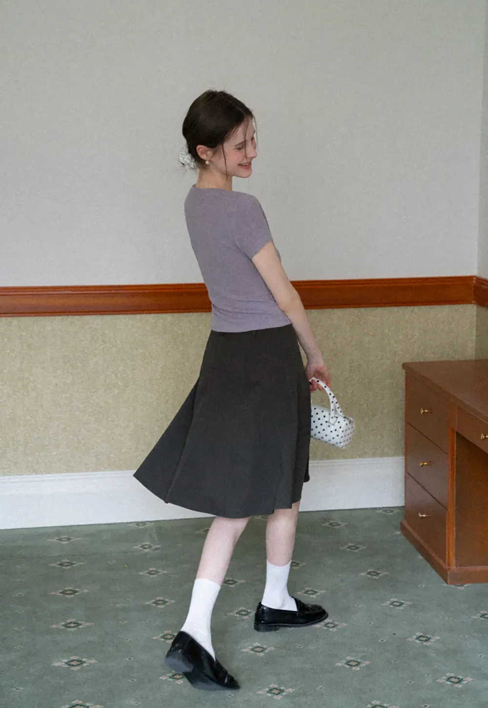 Pleated A-line Skirt with Waistband