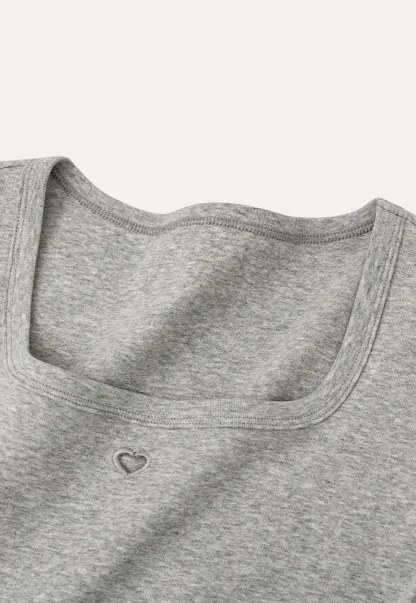 Short Sleeve Crop Top with Square Neckline