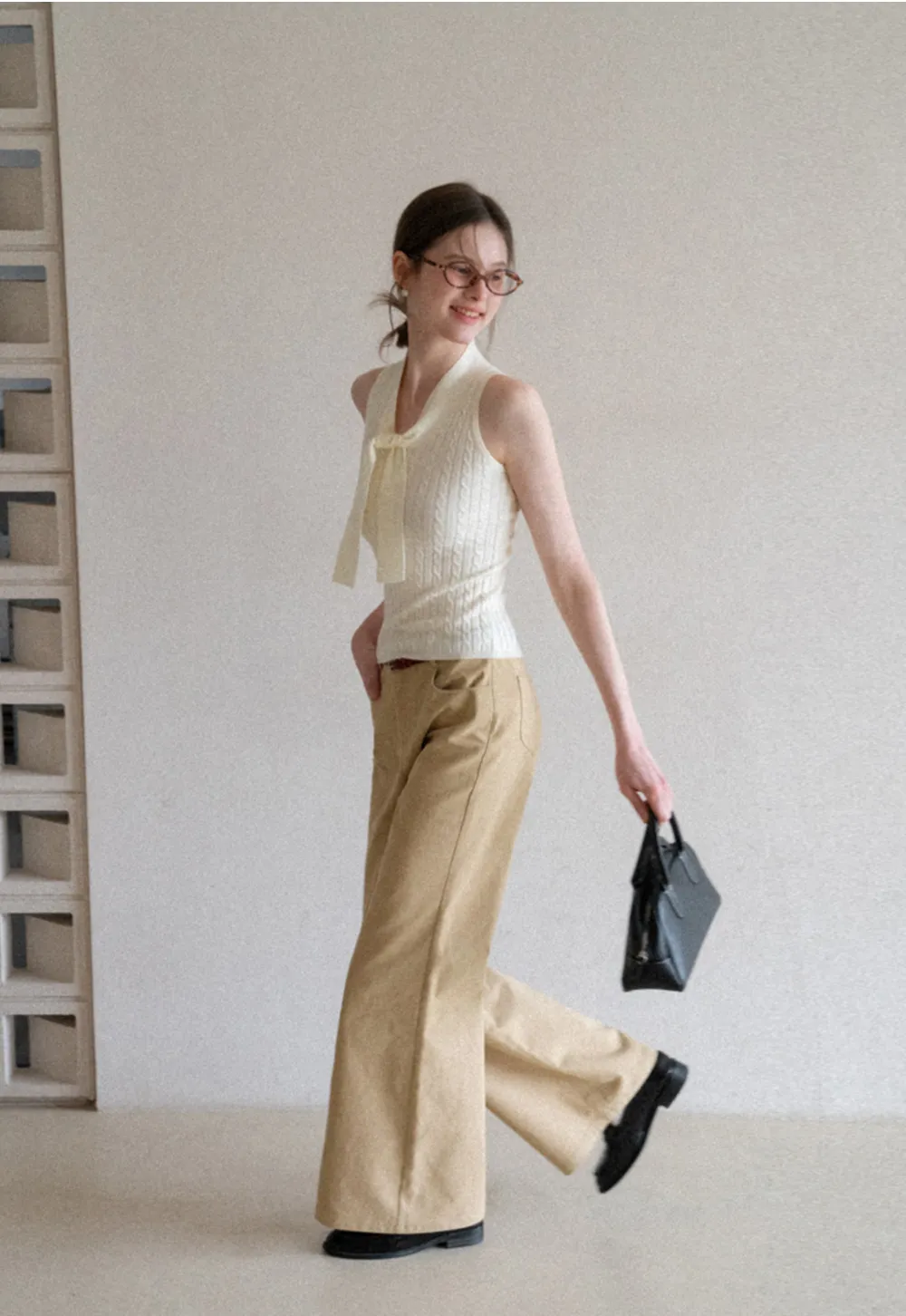 Wide Leg Casual Pants with Back Pockets