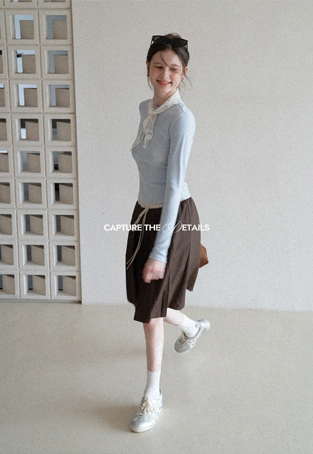 Elegant Long Sleeve Top with Neck Tie Detail