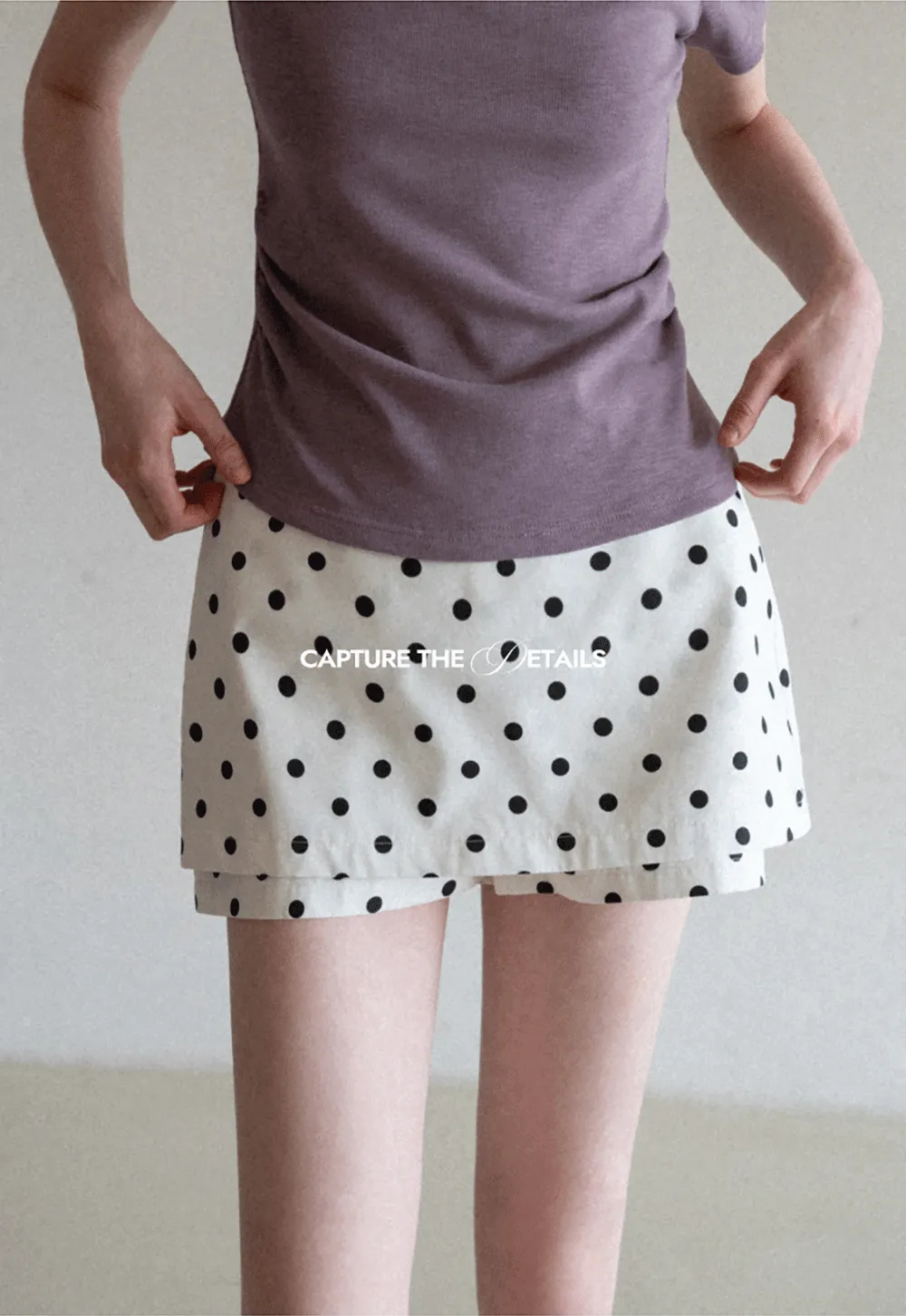 Polka dot mini skirt with layered hem