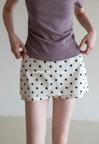 Polka dot mini skirt with layered hem