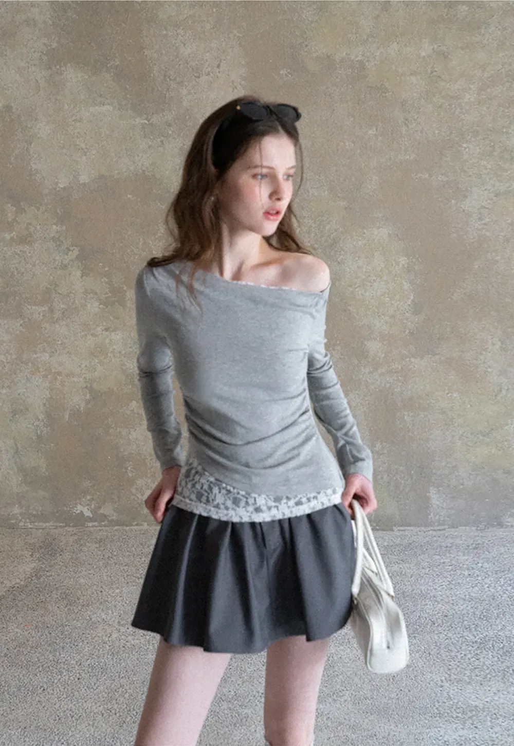 Pleated A-line Mini Skirt with Waistband