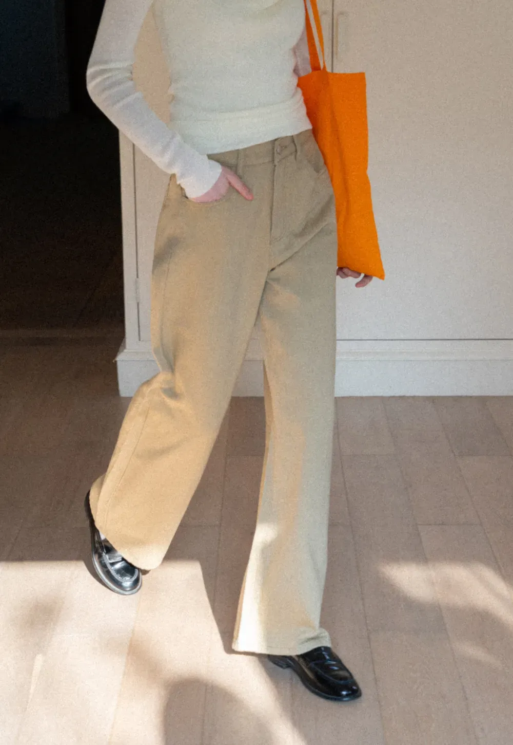 Wide leg high waist denim pants