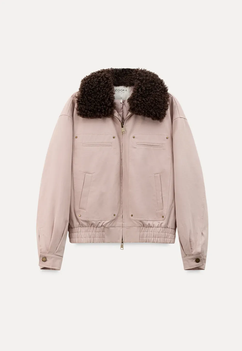 Stylish Short Jacket with Faux Fur Collar and Elastic Hem