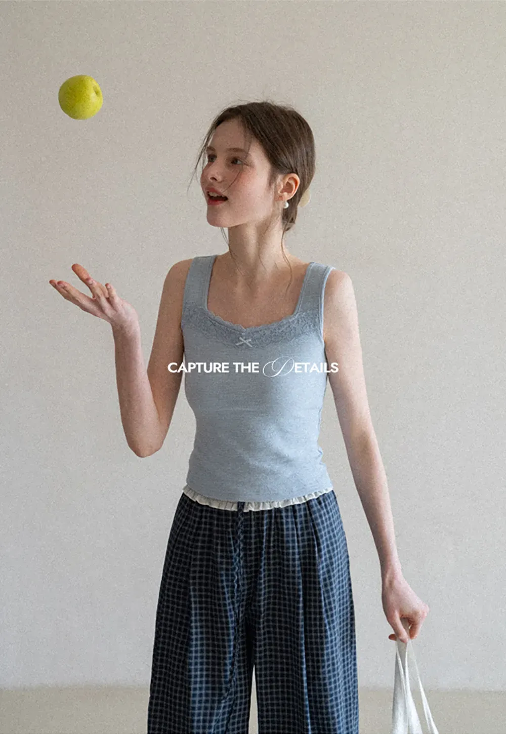 Wide Leg Plaid Casual Pants with Ruffled Waistband