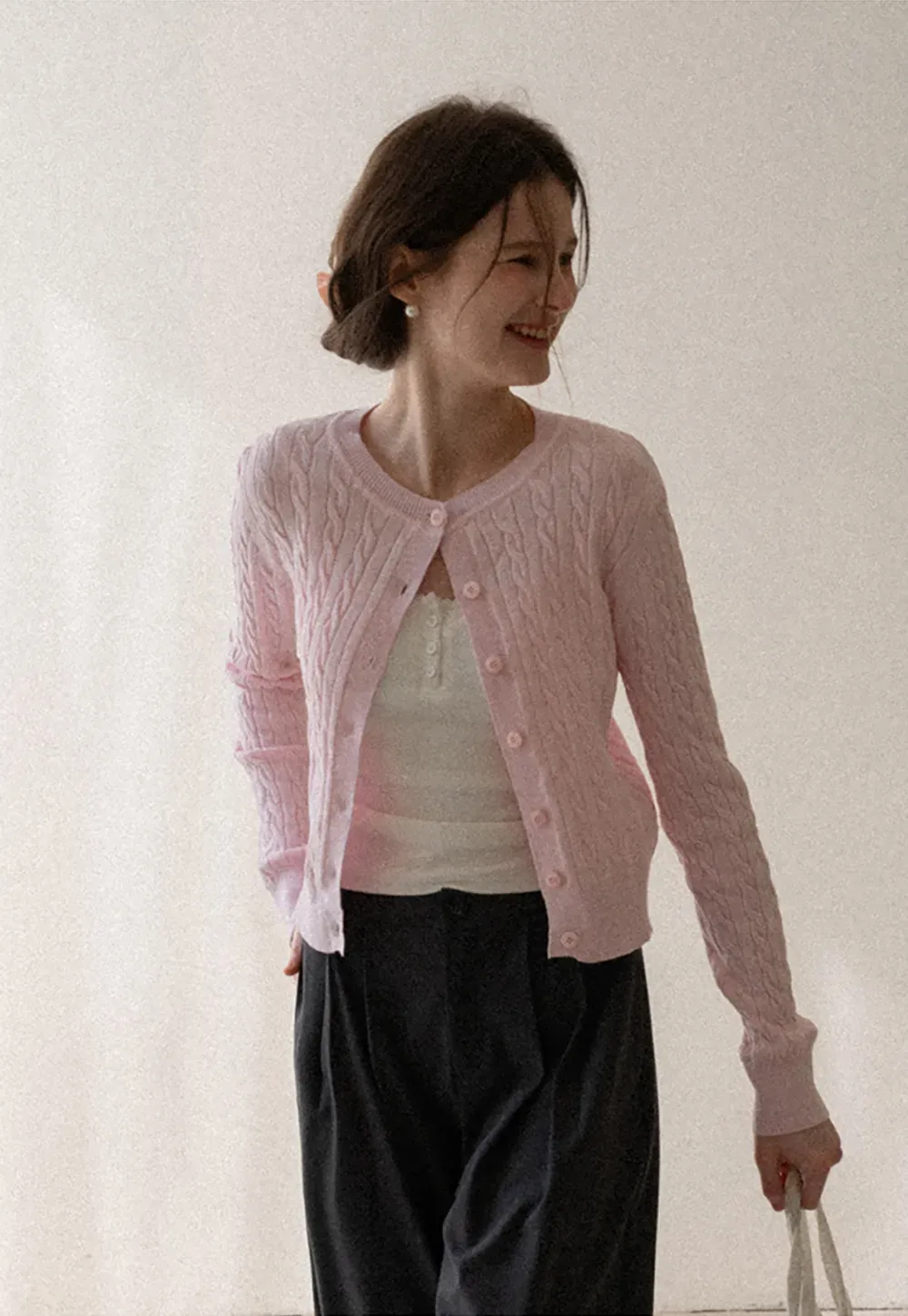 Wide leg pleated casual pants with front pockets