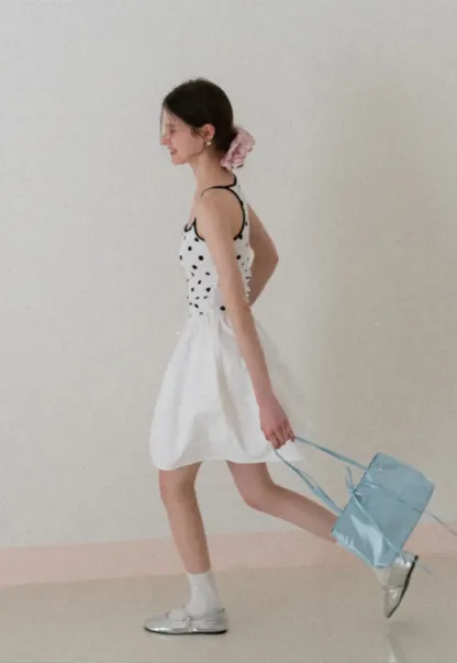 Polka Dot Tank Top with Thin Straps