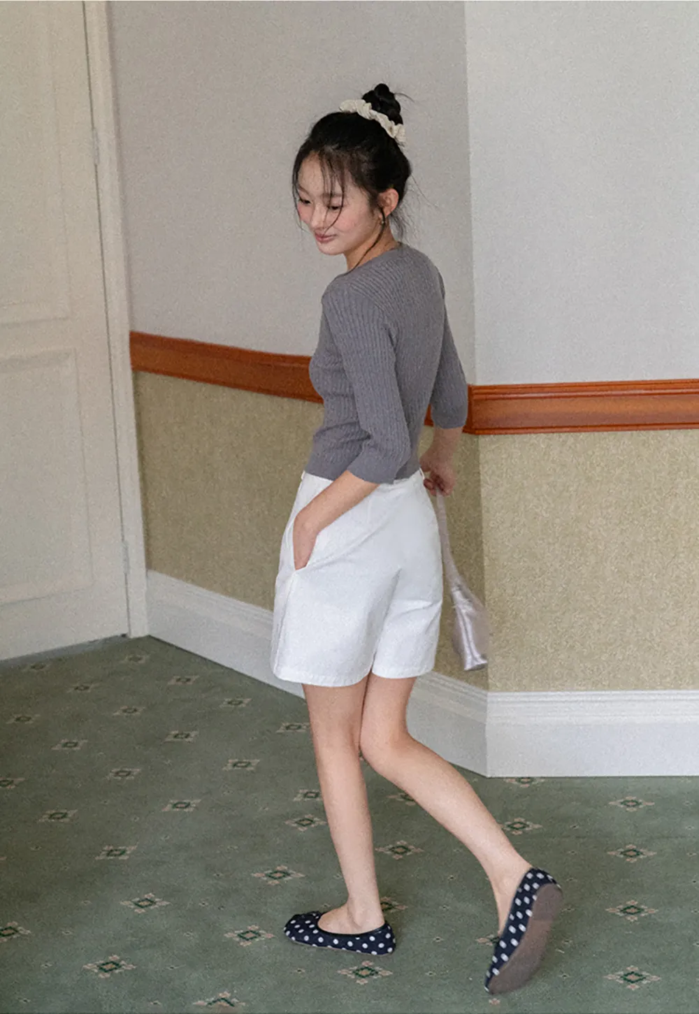 V Neck Ribbed Knit Crop Top