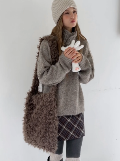 Women Vintage Check Short Skirt