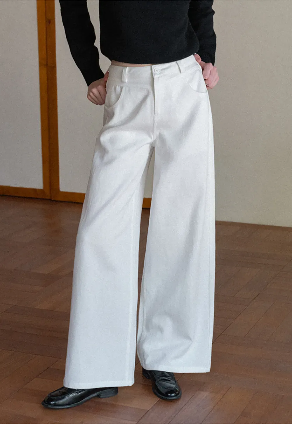 Wide Leg Casual Pants with Front Pockets