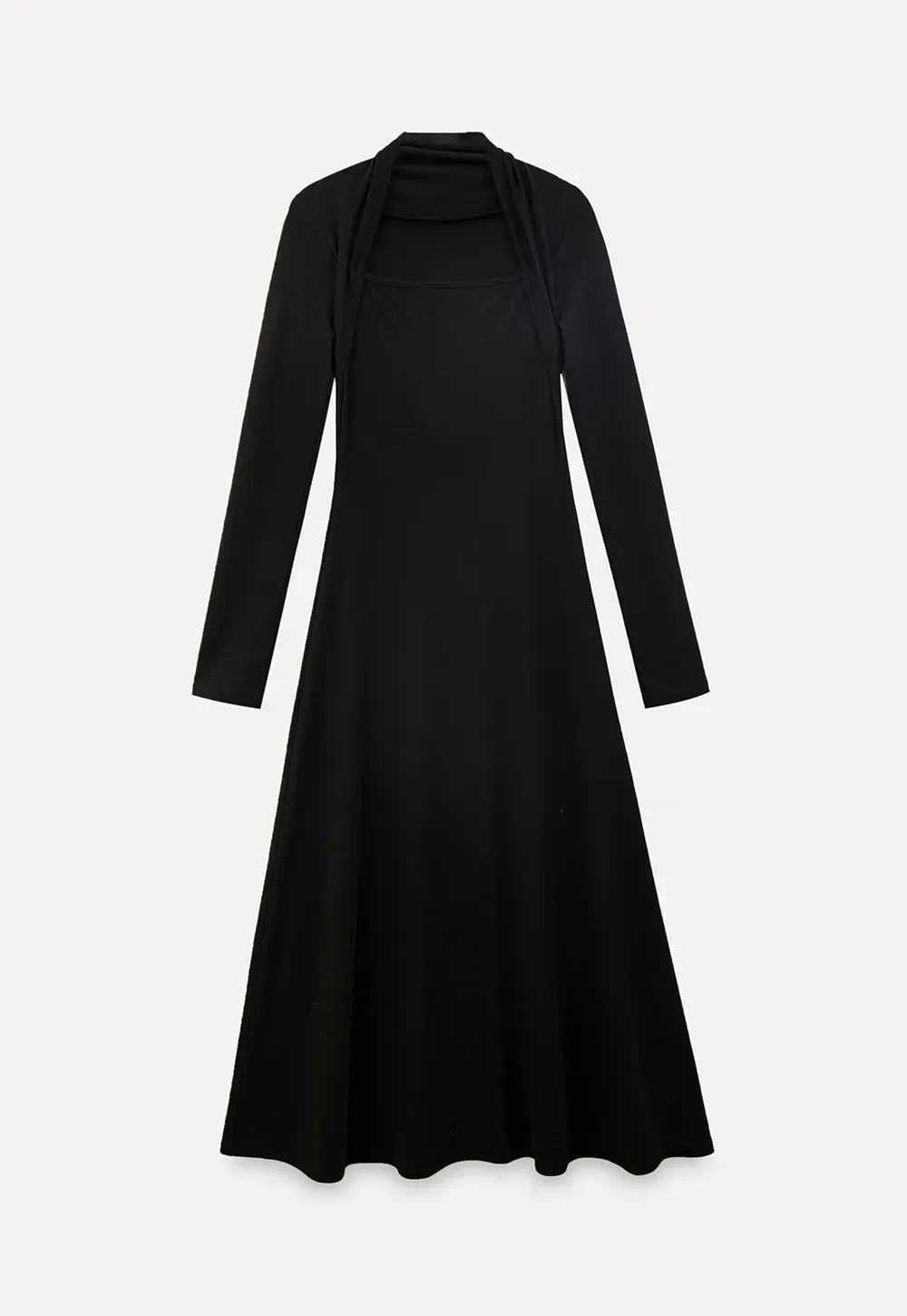 Elegant Square Neck Long Sleeve Dress