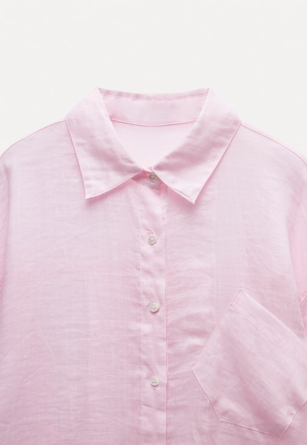 Women's Long Sleeve Button Down Linen Shirt with Pocket
