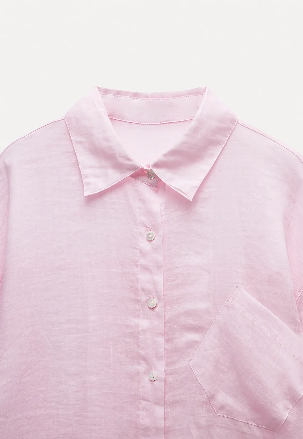 Women's Long Sleeve Button Down Linen Shirt with Pocket