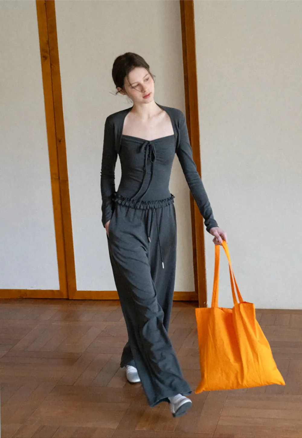 T shirt and casual pants with drawstring waist