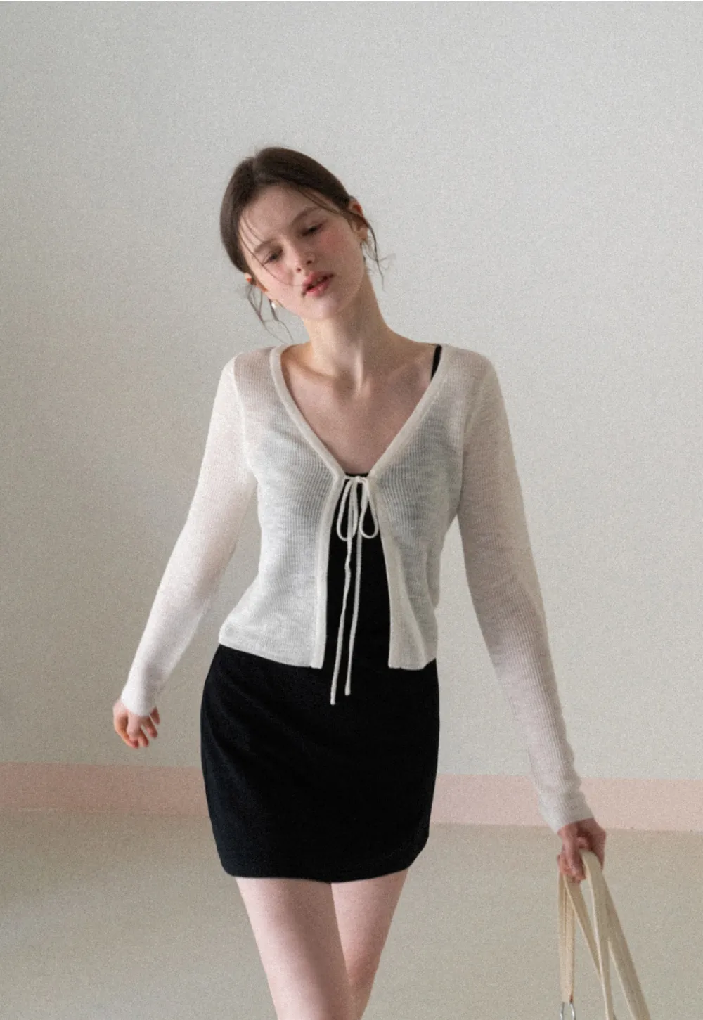 Sleeveless fitted mini dress with thin straps