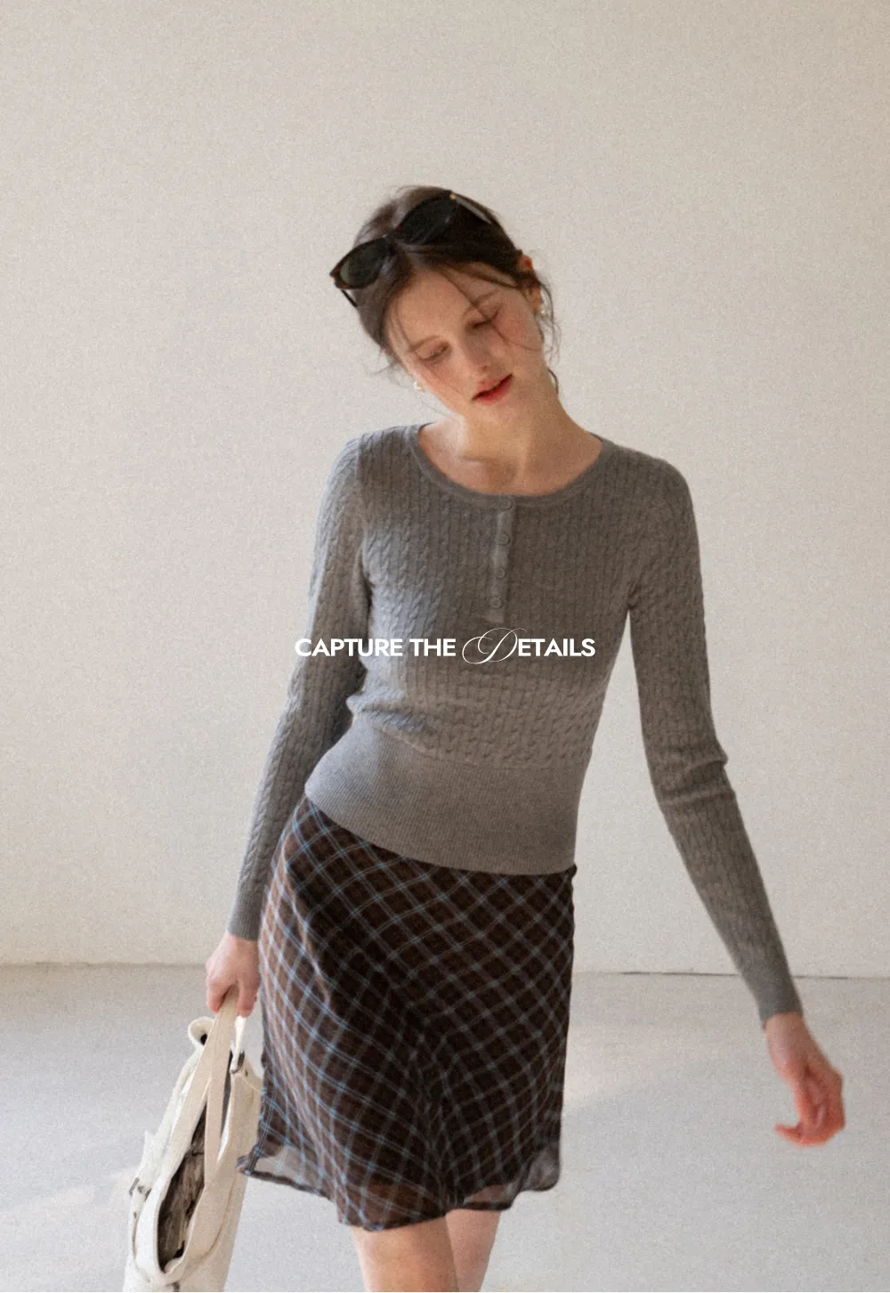 Cable Knit Long Sleeve Sweater with Button Detail