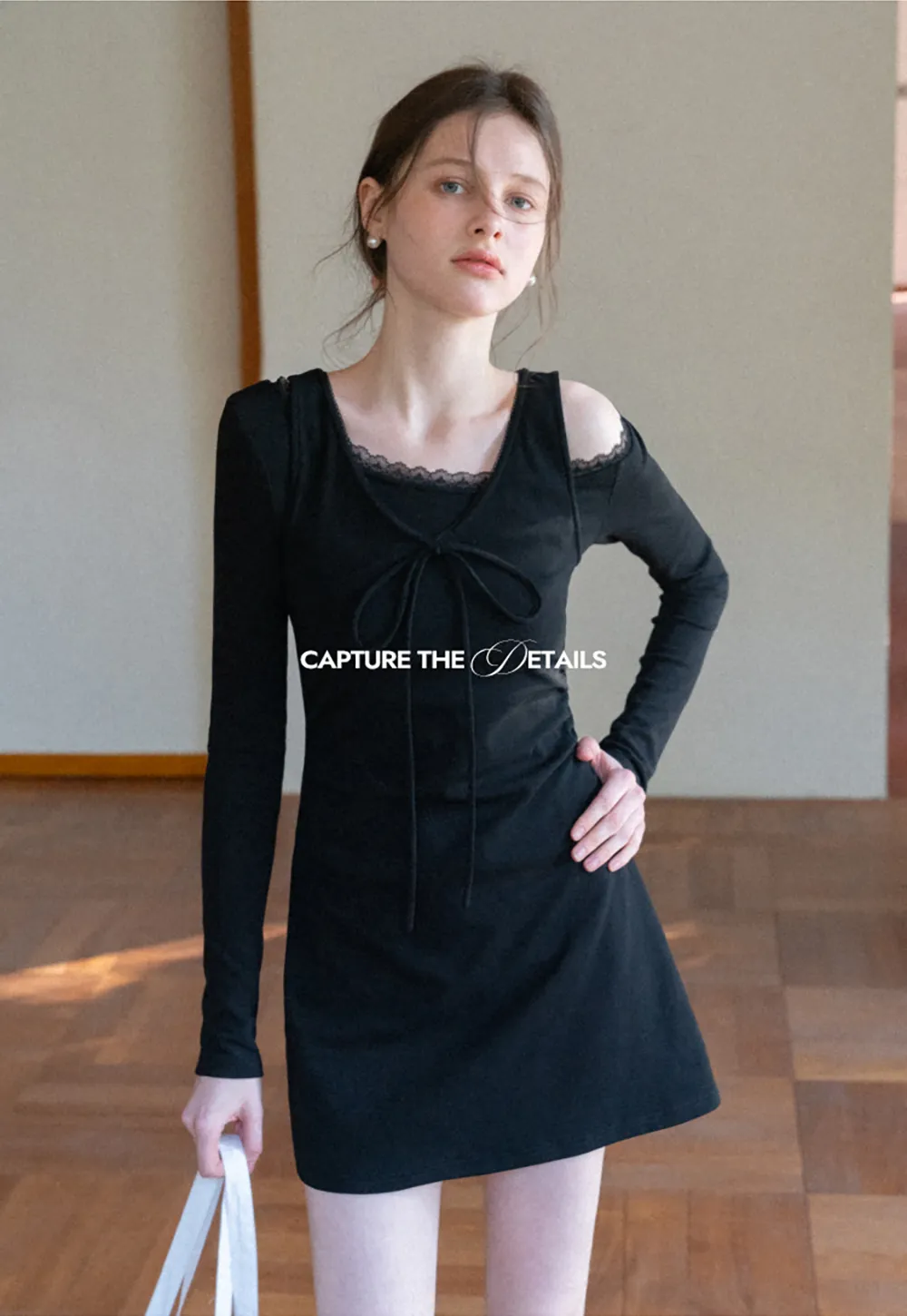 Sleeveless dress with front tie detail and t shirt