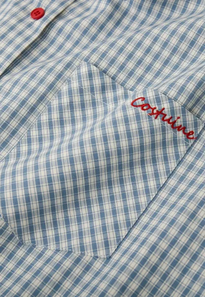 Oversized Checkered Button Up Shirt with Pocket Design