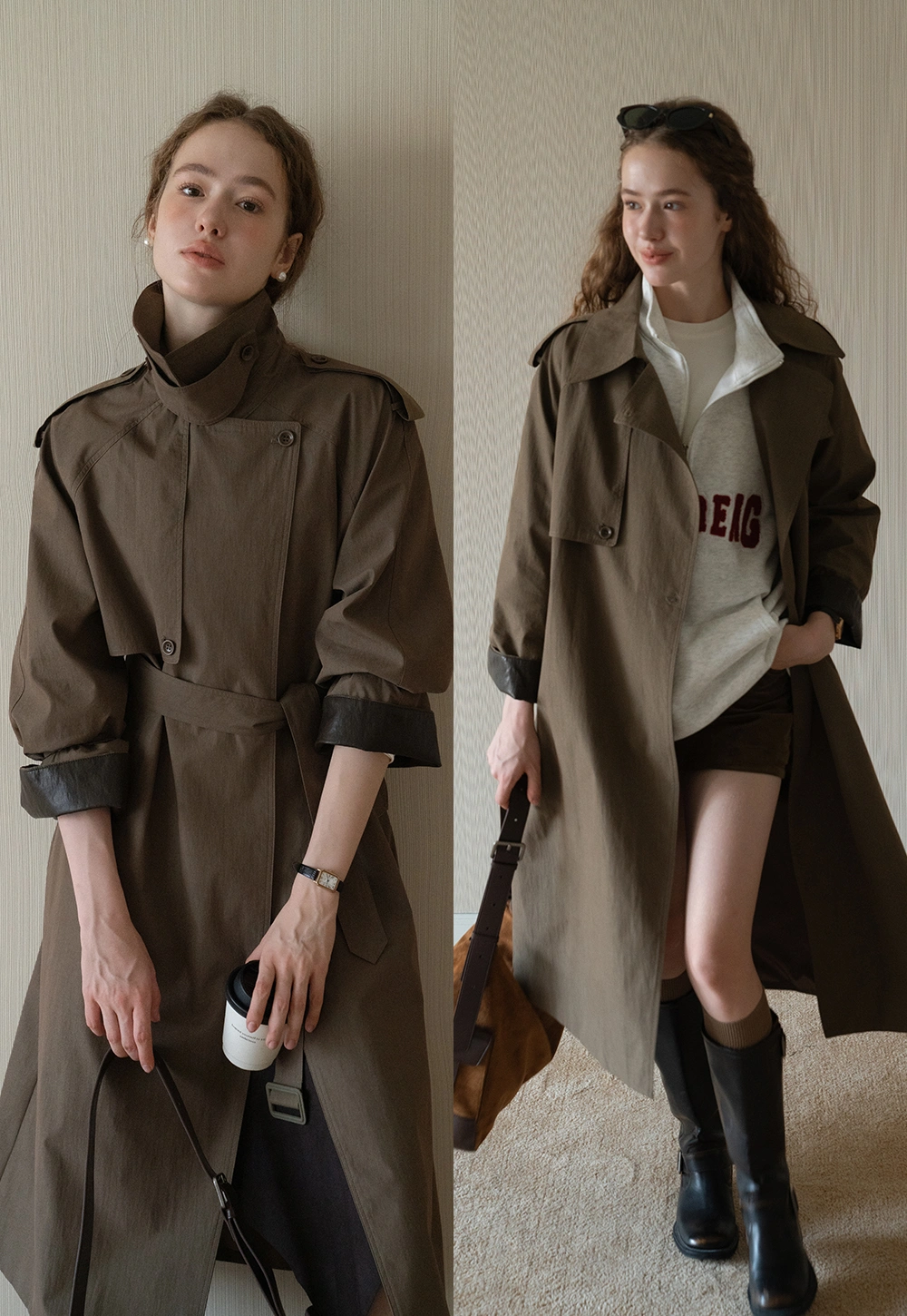 EGGKA エレガントなダブルブレストトレンチスタイルウールコート EGGKA エレガントなダブルブレストトレンチスタイルウールコート