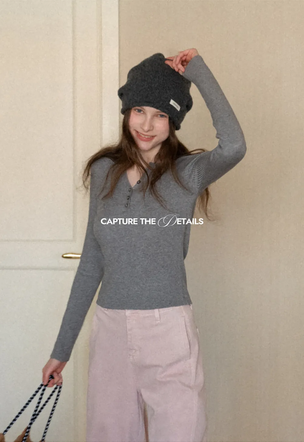 Elegant Henley Knit Top with Button Detail