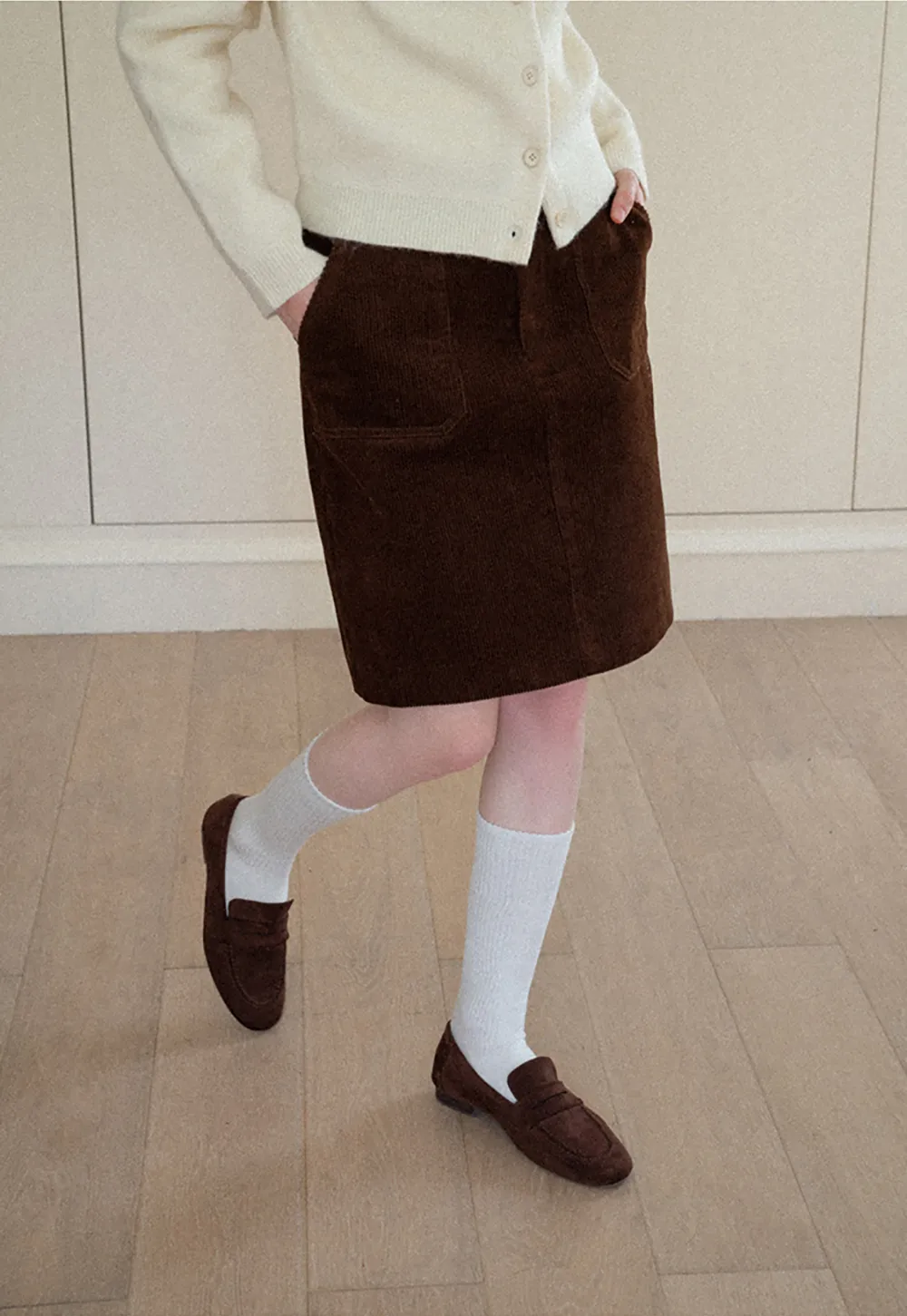 Corduroy Mini Skirt A-Line Design Women's Fashionable Bottoms