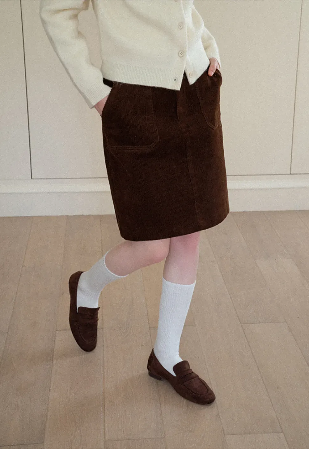 Corduroy Mini Skirt A-Line Design Women's Fashionable Bottoms