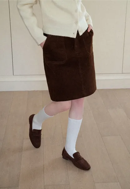 Corduroy Mini Skirt A-Line Design Women's Fashionable Bottoms