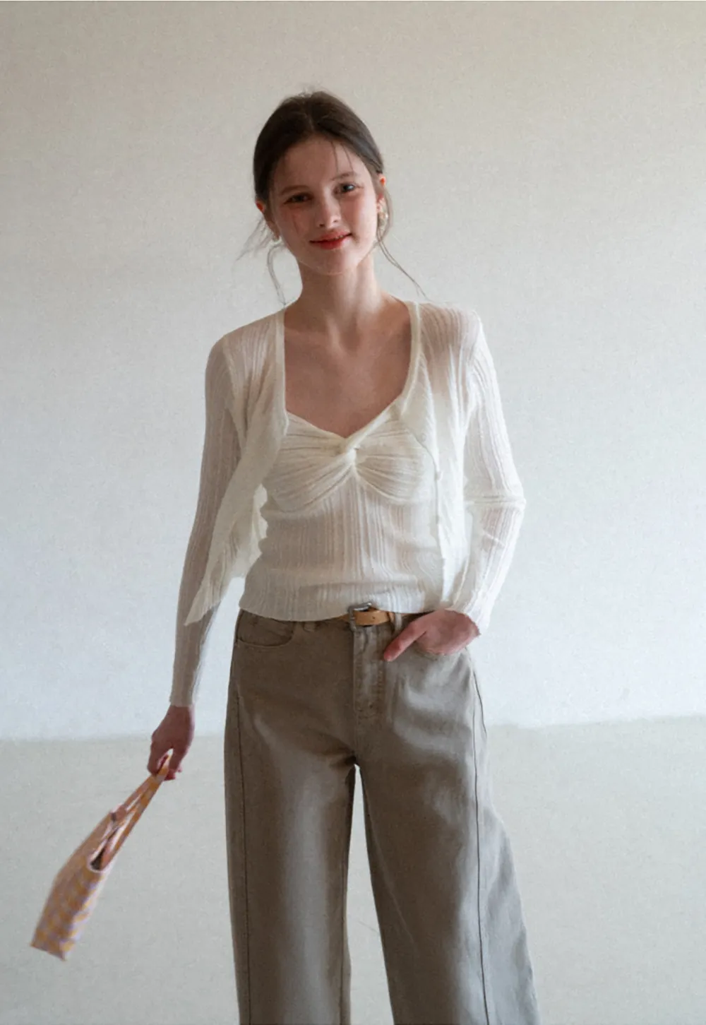 Wide leg high waist denim pants with belt loops