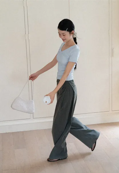 Wide Leg High Waist Casual Pants