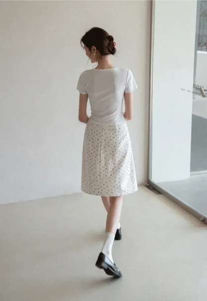 Short Sleeve Crop Top with Square Neckline