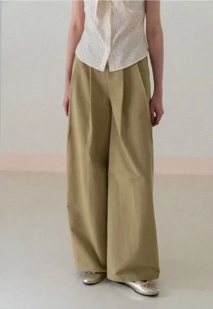 Wide Leg Pleated Casual Pants