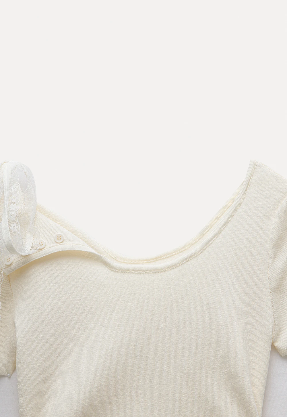 One Shoulder Lace Bow Knit Top